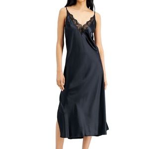 INC International Concepts Black Lace-Trim Chemise
